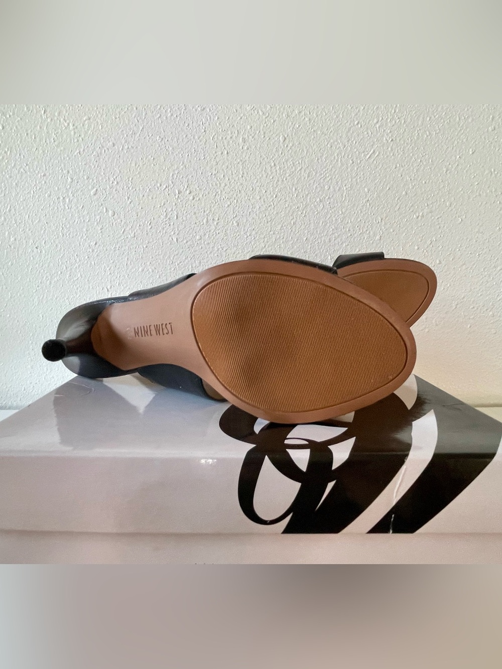 Nine West Black Leather Buckle High Heel Sandals - Picture 5 of 6